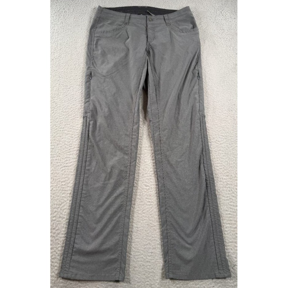 Kuhl Trekr Pants Womens 8 Gray Logo Nylon Mid Rise Straight Leg Hiking Camping